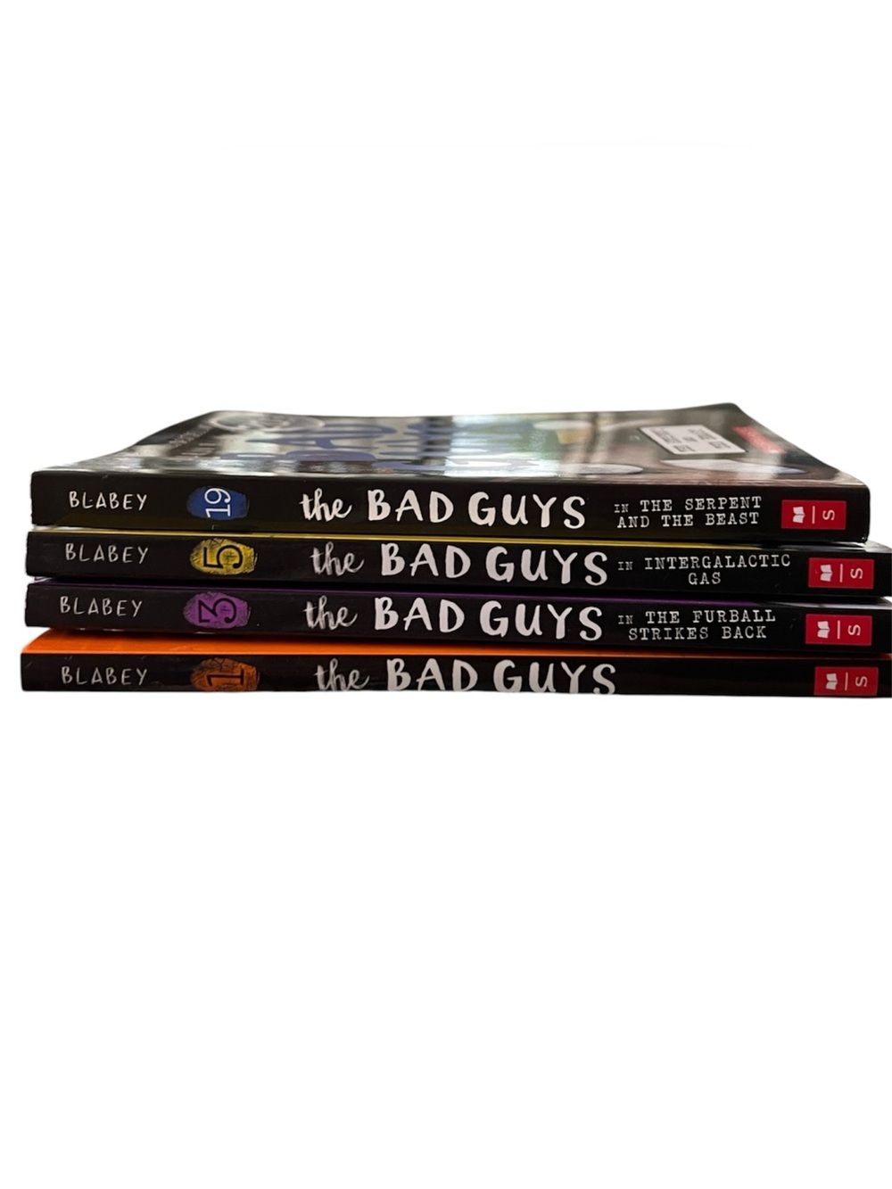 Scholastic The Bad Guys Graphic Novels - Black Spines with Colored Volume Tabs